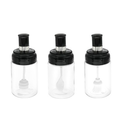 Wholesale Seasoning Salt Storge Glass Bottle Kitchen Mixer Spice Jar Tools Container with Spoon and Brush Glass wares