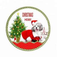 Merry Christmas charger plates kids christmas tree cute dog porcelain dinner plate